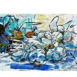 Original Painting Ducks on Watercolor Wall Art Decor